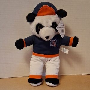 Panda Plush Toy with Blue and Orange Outfit